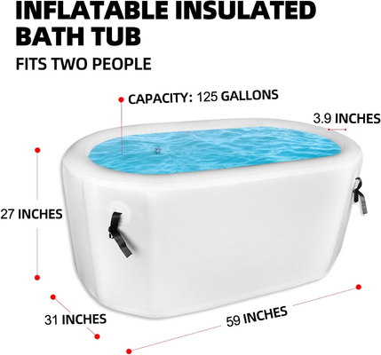 Pvc goutte à goutte couture bleu/noir/blanc portable bain de glace tonneau plongeur à froid baignoire gonflable avec couvercle